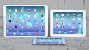 iPad Pro mit 12.9 Zoll neben einem regulären Ipad und einem iPad Mini