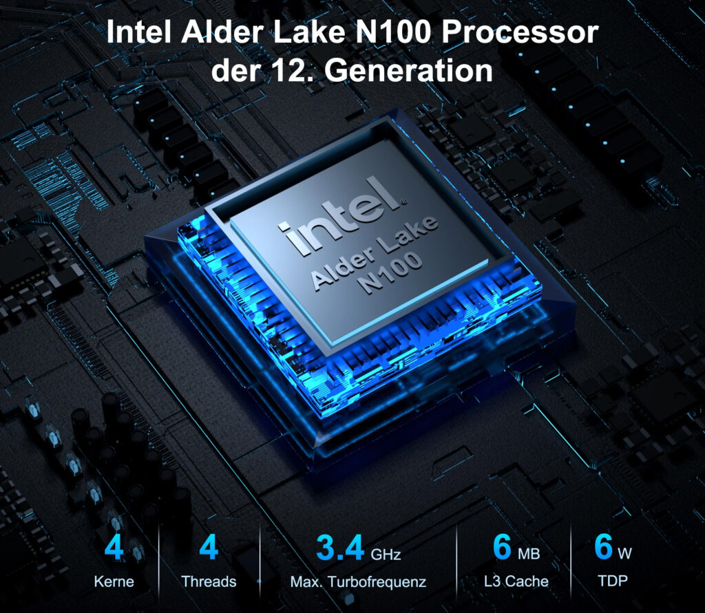 Dank dem Intel Adler Lake N100-Prozessor ist das System extrem stromsparend!