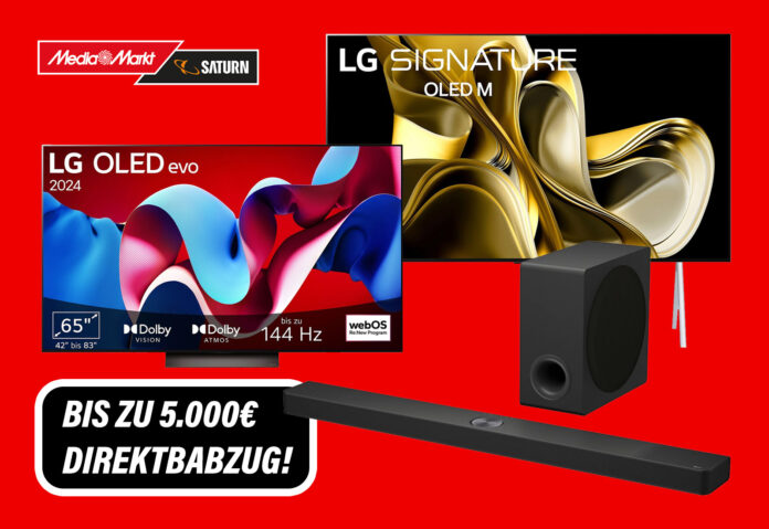 Sichert euch bis zu 5.000 Euro Direktabzug auf LG OLED Fernseher, QNED TVs und Soundbars!