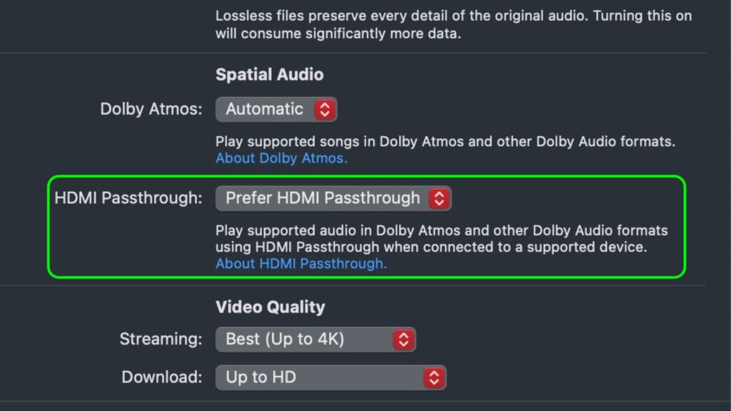 Dolby Atmos kann im neuen macOS ohne Verarbeitung weitergereicht werden.