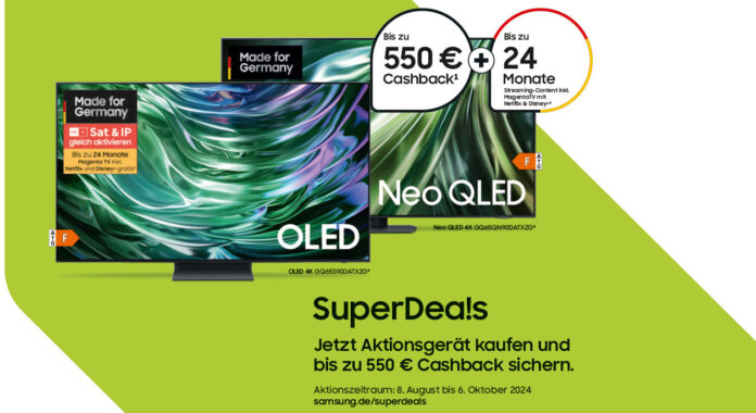 Die Samsung SuperDea!s versprechen Cashback nach dem TV-Kauf.