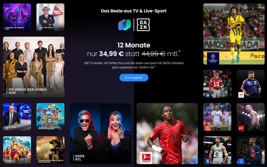 Auch das Vorteils-Abo waipu.tv + DAZN bzw. WOW Sport lohnt sich!