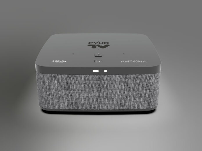 Die Pyur TV Soundbox vereint Set-Top-Box und Lautsprecher.