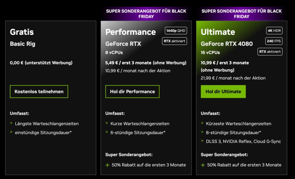 Zum Black Friday gibt es 50 % Rabatt auf GeForce Now.