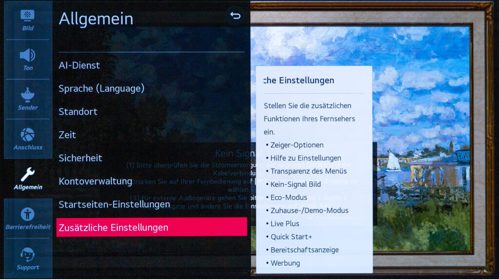 Zusätzliche Einstellungen webOS LG Smart TV