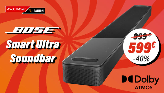 Media Markt bietet satte 40 Prozent Rabatt auf die BOSE Smart Ultra Dolby Atmos Soundbar! Ein neuer Bestpreis!