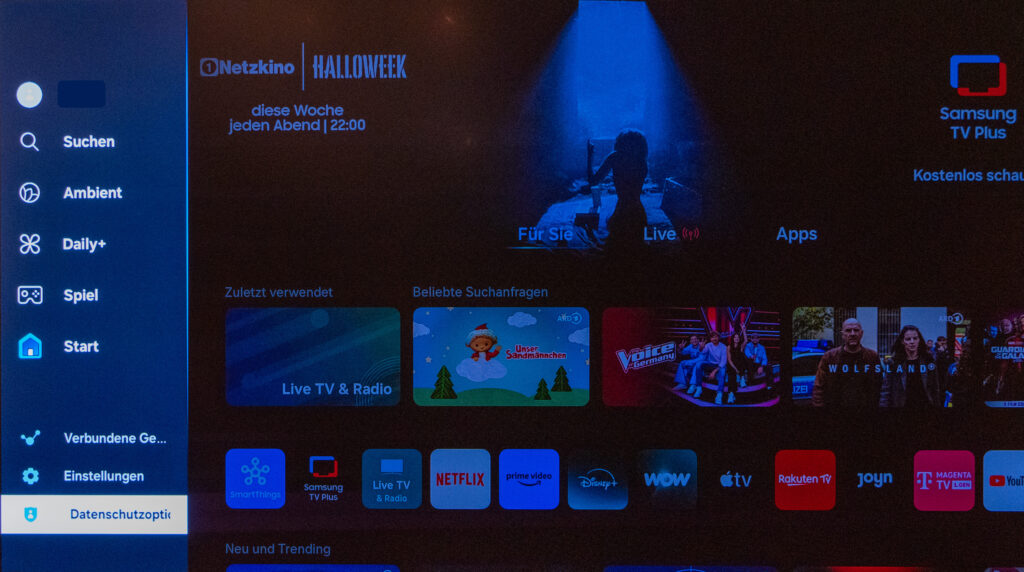 Datenschutzoptionen Einstellungen Tizen OS Samsung Smart TV
