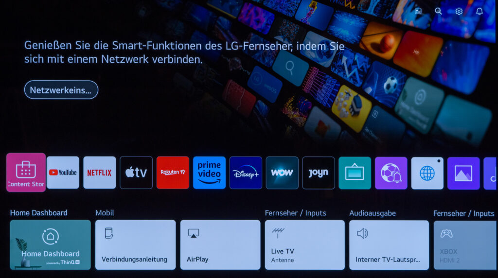 Home Menü webOS LG Smart TV