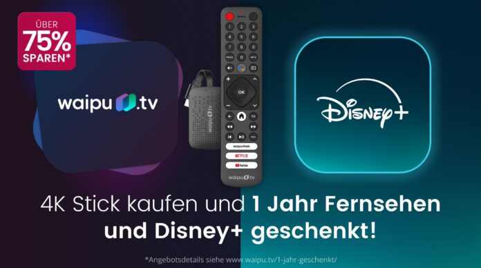 waipu.tv bietet aktuell ein Paket aus Perfect Plus, Disney+ und seinem 4K Stick an.