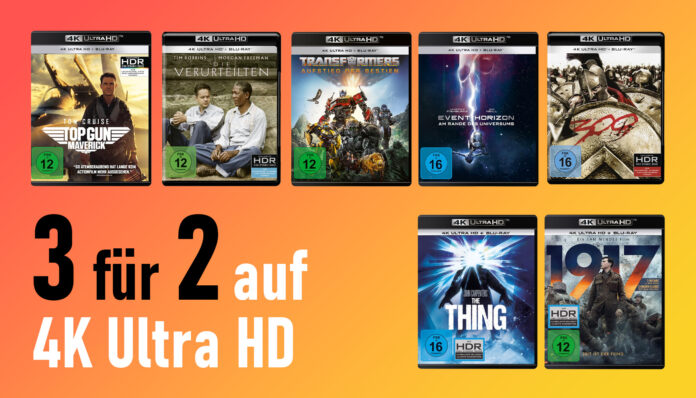 Wählt drei 4K UHD Blu-rays und zahlt an der Kasse nur zwei! Die neue 3-für-2-Aktion auf Amazon.de