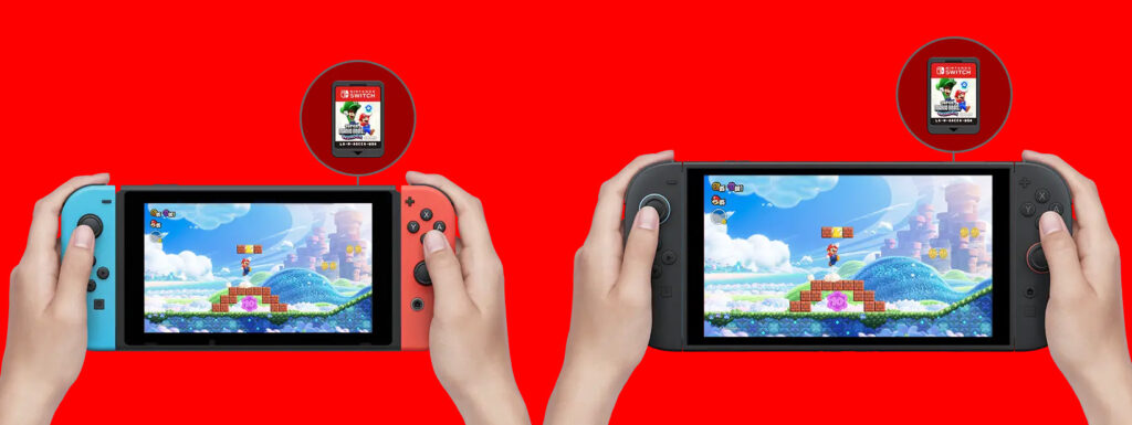 Der Größenvergleich zwischen der Nintendo Switch (LCD) und der neuen Nintedo Switch 2 offeriert ein 25% größeres Display