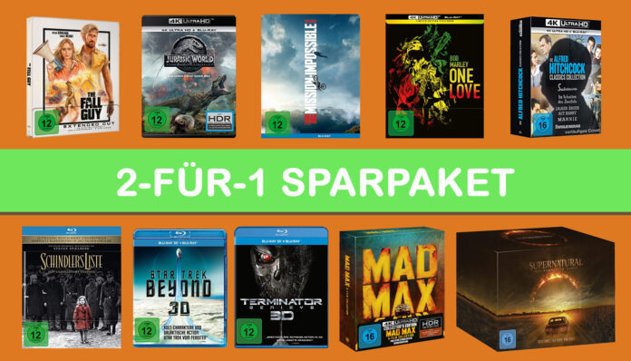 Spart bis zu 50 Prozent auf DVDs, Blu-rays und 4K Ultra HD mit dem 2-für-1 Sparpaket von Amazon.de