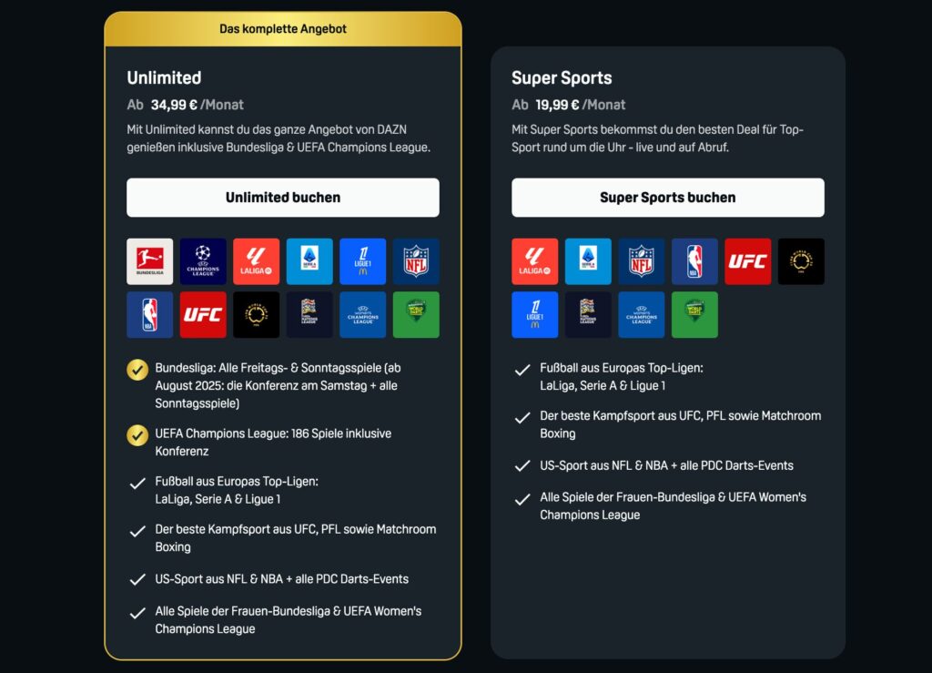 Aktuell kostet DAZN bereits 34,99 Euro im Monat.