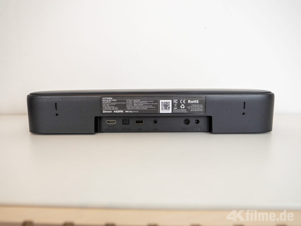 Die Rückseite der Ultimea Aura A50 Pro Soundbar.